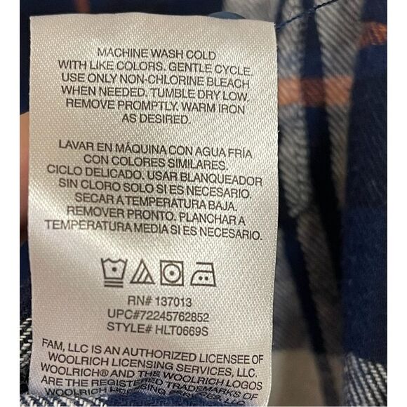 WOOLRICH Women’s Flannel Button Shirt XL Blue White Plaid Soft Long Sleeve Pocke - Picture 7 of 11